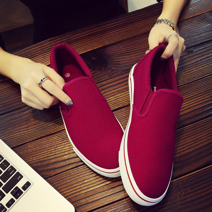 Shenxuanny New  Korean canvas shoes men's slip-on shoes white summer breathable casual shoes trend student sports shoes - Sun Studio