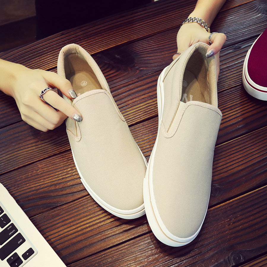 Shenxuanny New  Korean canvas shoes men's slip-on shoes white summer breathable casual shoes trend student sports shoes - Sun Studio