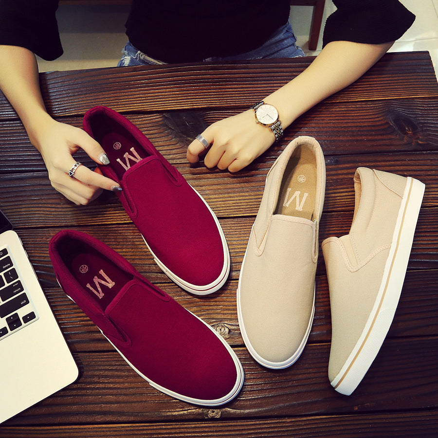 Shenxuanny New  Korean canvas shoes men's slip-on shoes white summer breathable casual shoes trend student sports shoes - Sun Studio