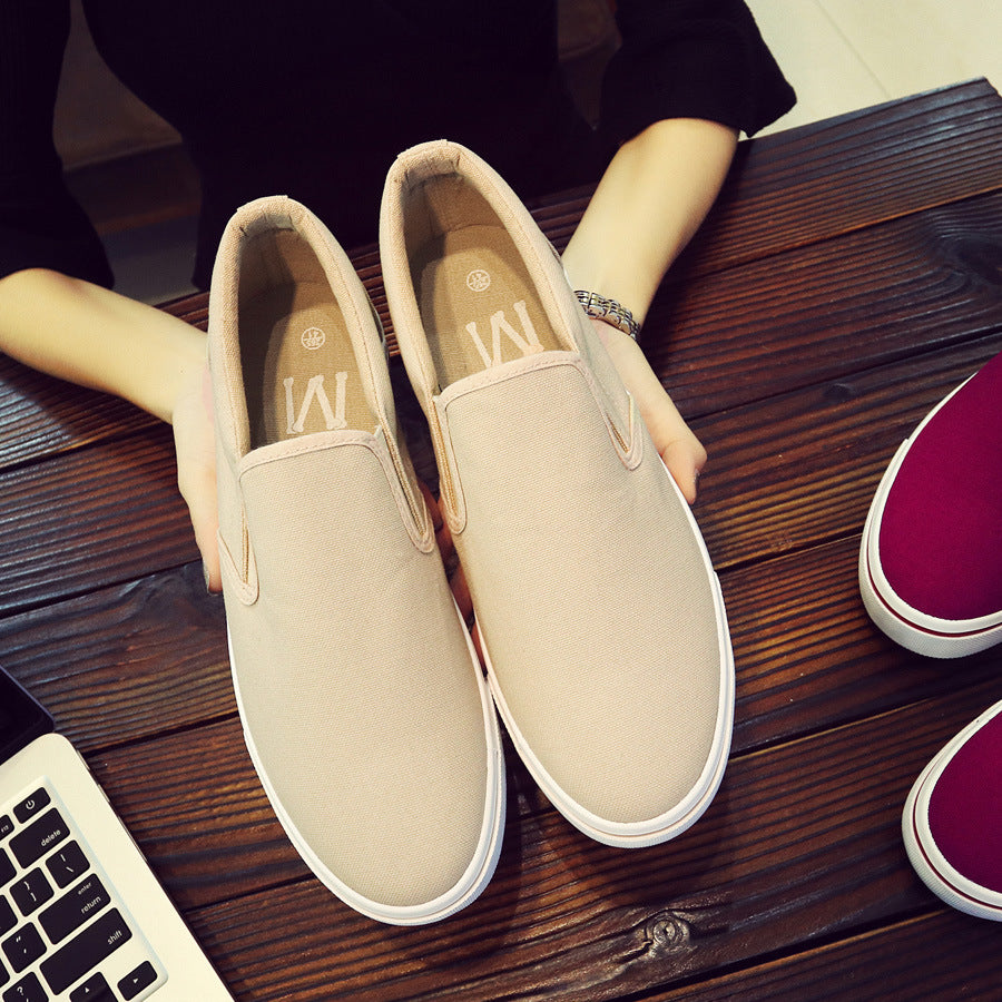 Shenxuanny New  Korean canvas shoes men's slip-on shoes white summer breathable casual shoes trend student sports shoes - Sun Studio