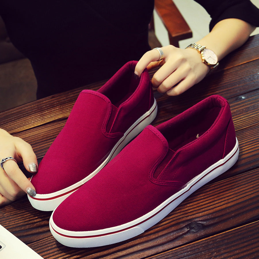 Shenxuanny New  Korean canvas shoes men's slip-on shoes white summer breathable casual shoes trend student sports shoes - Sun Studio