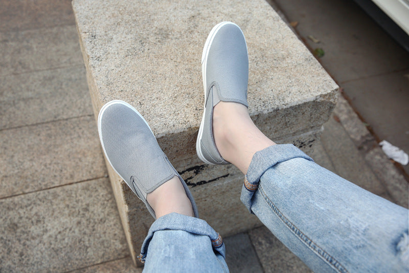 Shenxuanny New  Korean canvas shoes men's slip-on shoes white summer breathable casual shoes trend student sports shoes - Sun Studio