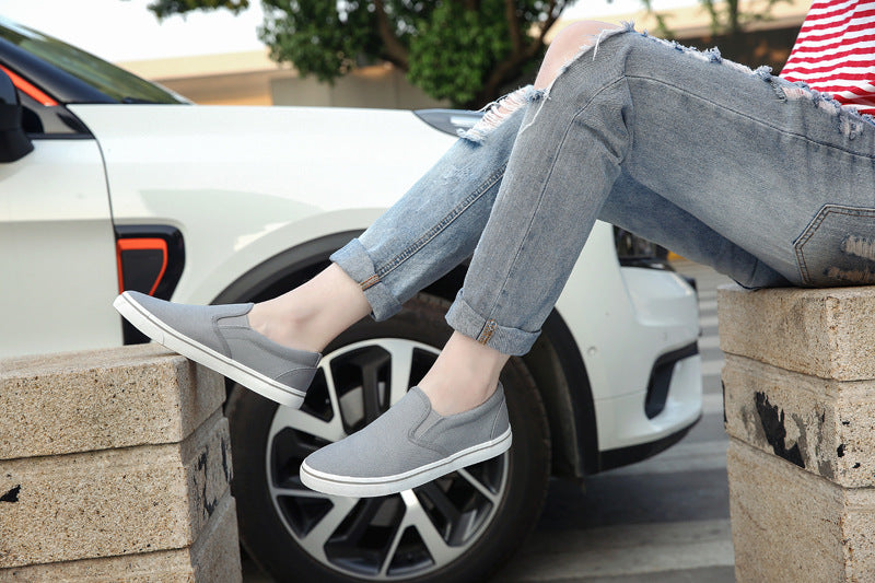 Shenxuanny New  Korean canvas shoes men's slip-on shoes white summer breathable casual shoes trend student sports shoes - Sun Studio