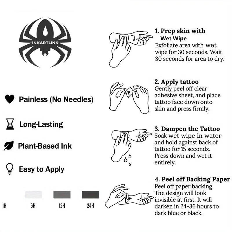 Skull Temporary Tattoo,Lasts To 15 Days New Technology Magic Waterproof Semi Permanent Sticker. - Sun Studio