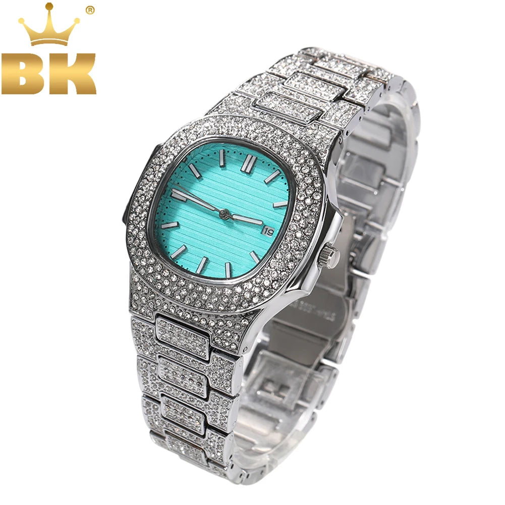 THE BLING KING Tiffani Blue Women Watch Elegant Stylish Drop Iced Babe Mini Quartz Watches Wrist Watches Arm Clock Party Jewelry - Sun Studio