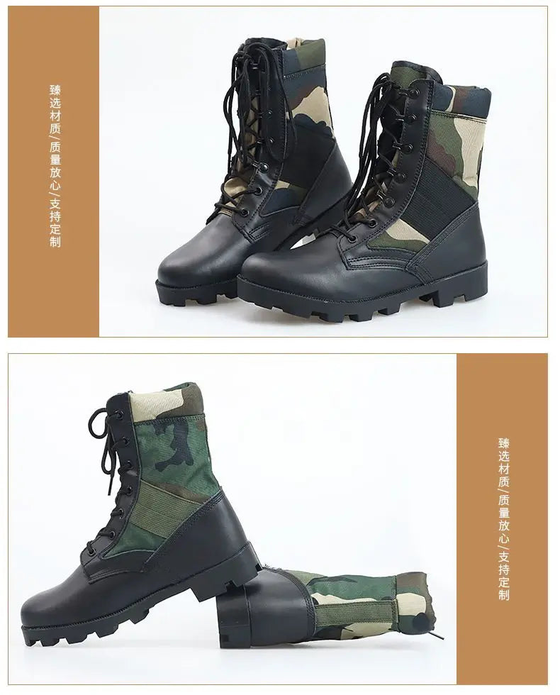 Tactical Boots Men Training Special High-Top Shoes Outdoor Shock-Absorbing Hard-Soled High-Waist Hiking Shoes - Sun Studio
