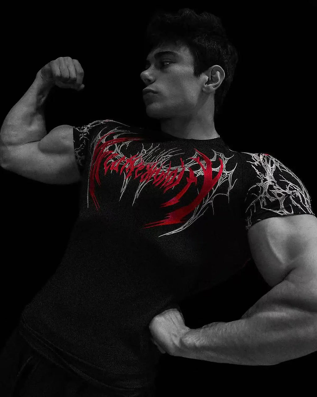 GYM T-shirt Men's Dark Gothic Print Muscle Tee  High Elasticity And Quick Drying Exercise For Bodybuilding Training 2026 Summer - Sun Studio