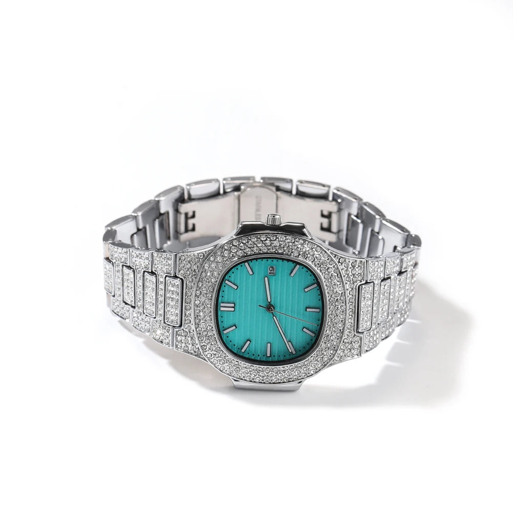 THE BLING KING Tiffani Blue Women Watch Elegant Stylish Drop Iced Babe Mini Quartz Watches Wrist Watches Arm Clock Party Jewelry - Sun Studio