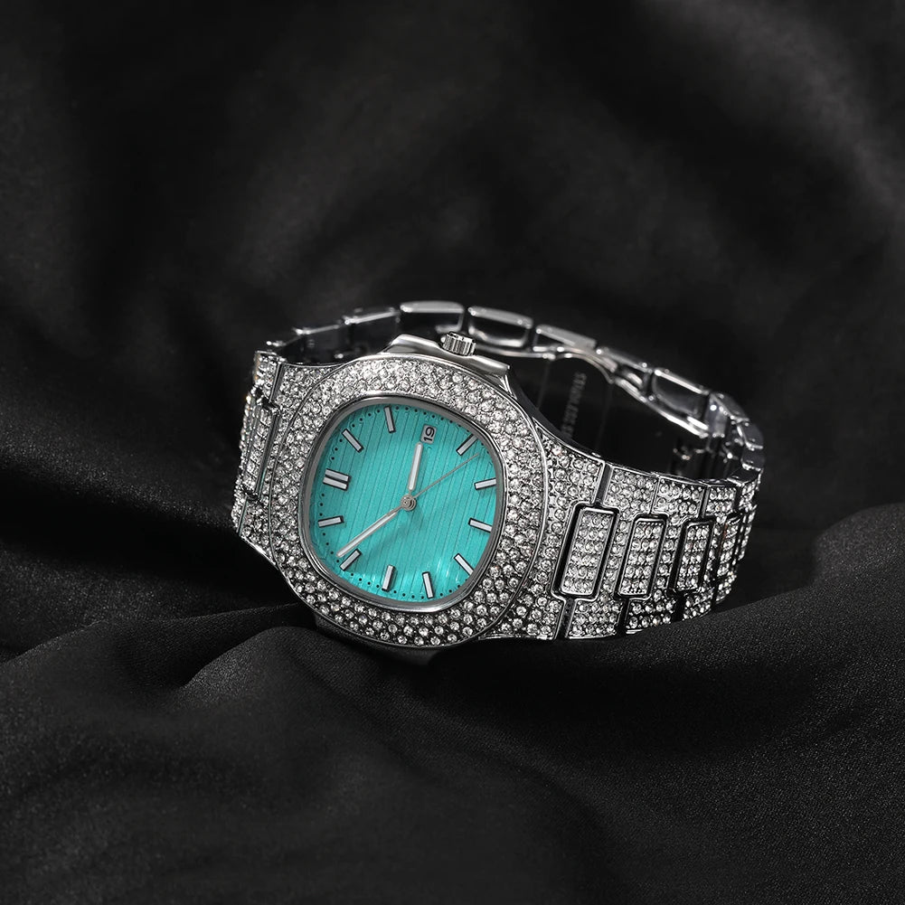 THE BLING KING Tiffani Blue Women Watch Elegant Stylish Drop Iced Babe Mini Quartz Watches Wrist Watches Arm Clock Party Jewelry - Sun Studio
