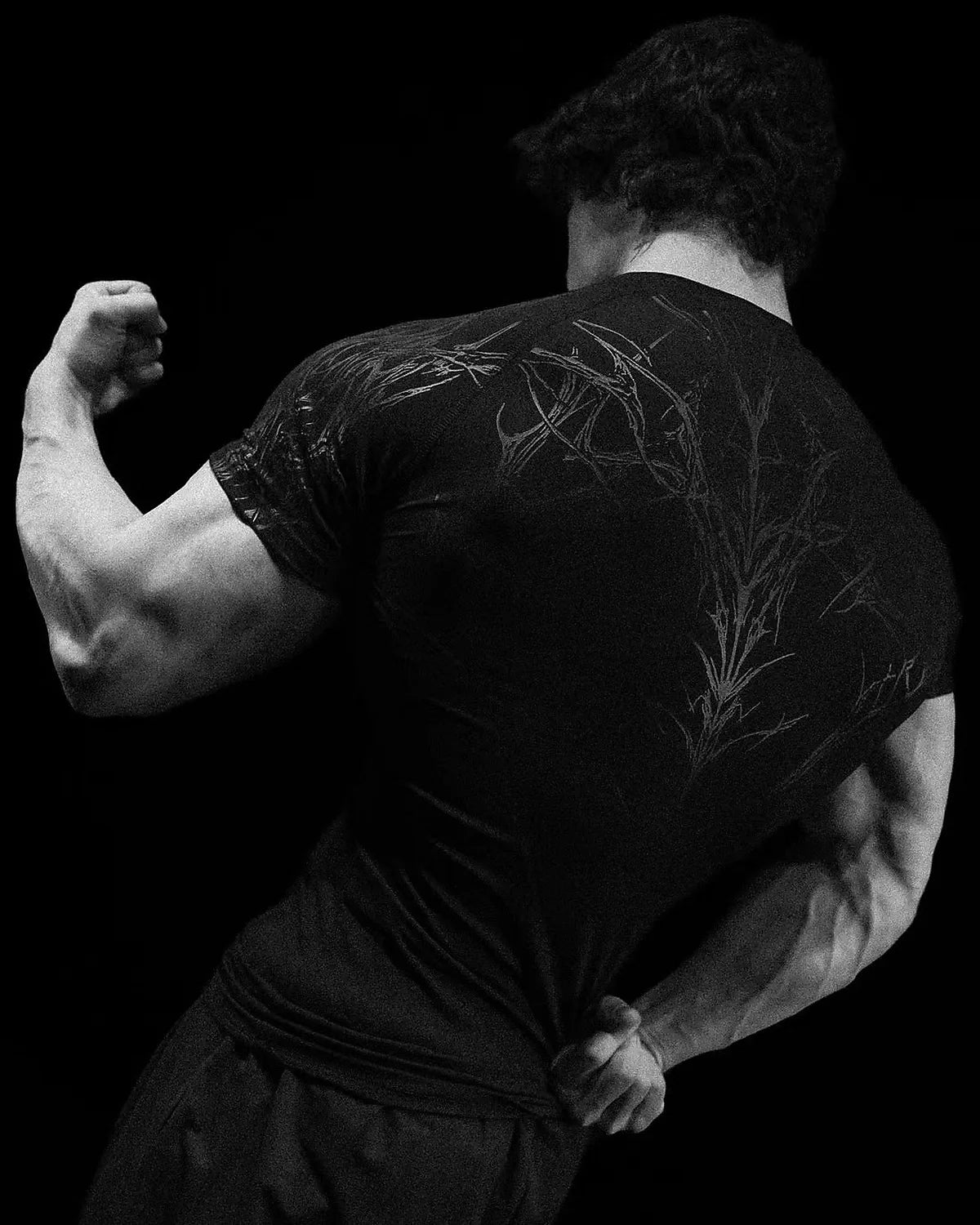 GYM T-Shirt Herren Dunkel Gothic Druck Muskel Tee Hohe Elastizität Und Schnelltrocknend Übung Für Bodybuilding Training 2026 Sommer