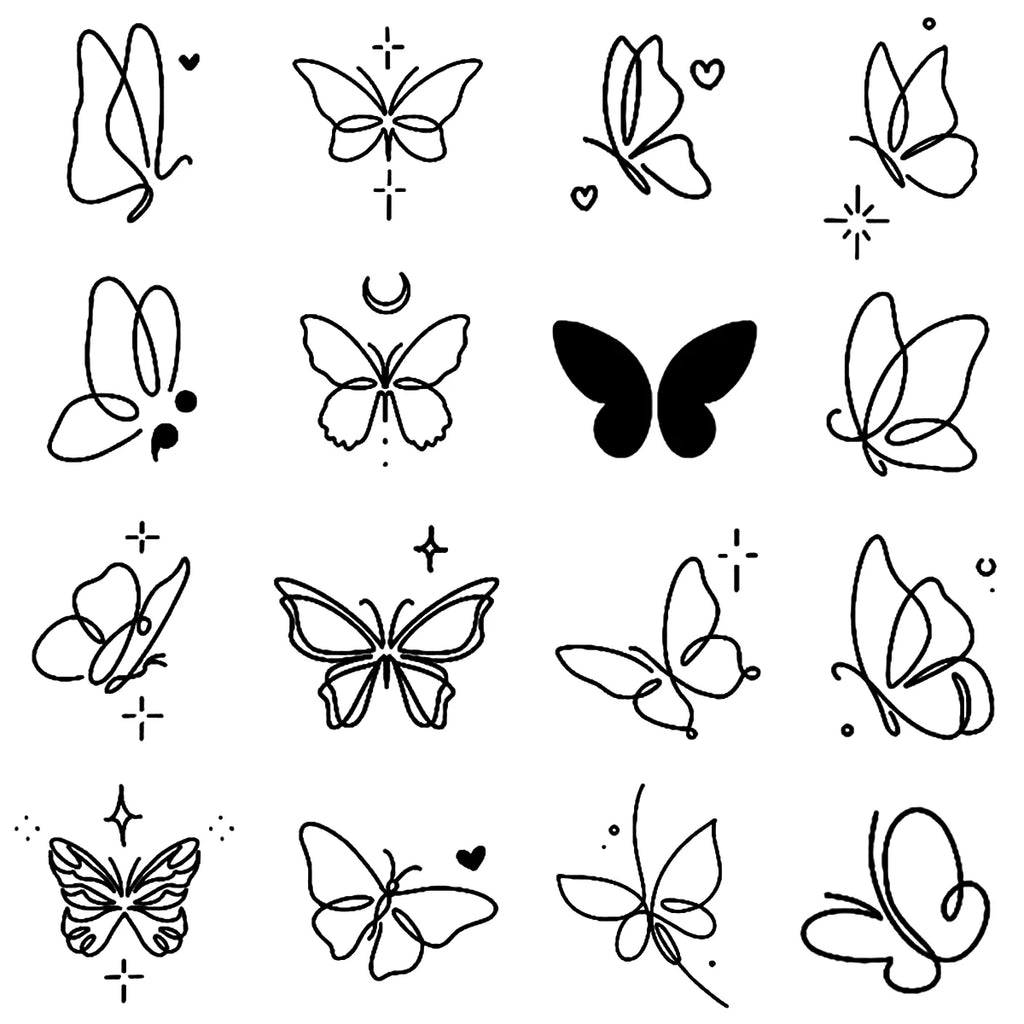 Simple Butterfly Temporary Tattoo,Lasts To 15 Days New Technology Magic Waterproof Semi Permanent Sticker. - Sun Studio