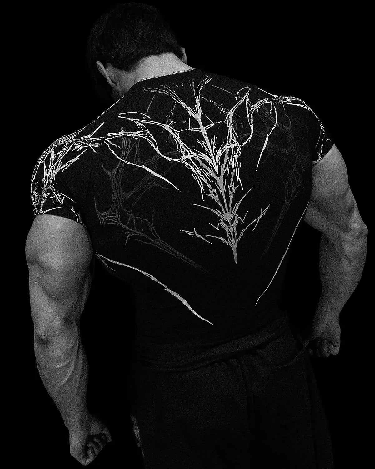 GYM T-Shirt Herren Dunkel Gothic Druck Muskel Tee Hohe Elastizität Und Schnelltrocknend Übung Für Bodybuilding Training 2026 Sommer