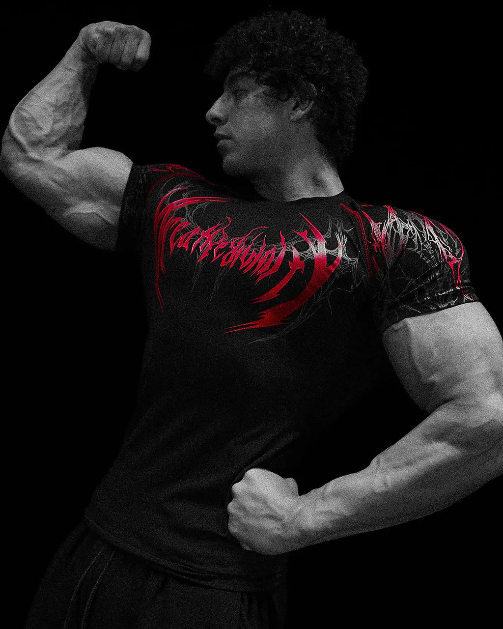 GYM T-shirt Men's Dark Gothic Print Muscle Tee  High Elasticity And Quick Drying Exercise For Bodybuilding Training 2026 Summer - Sun Studio