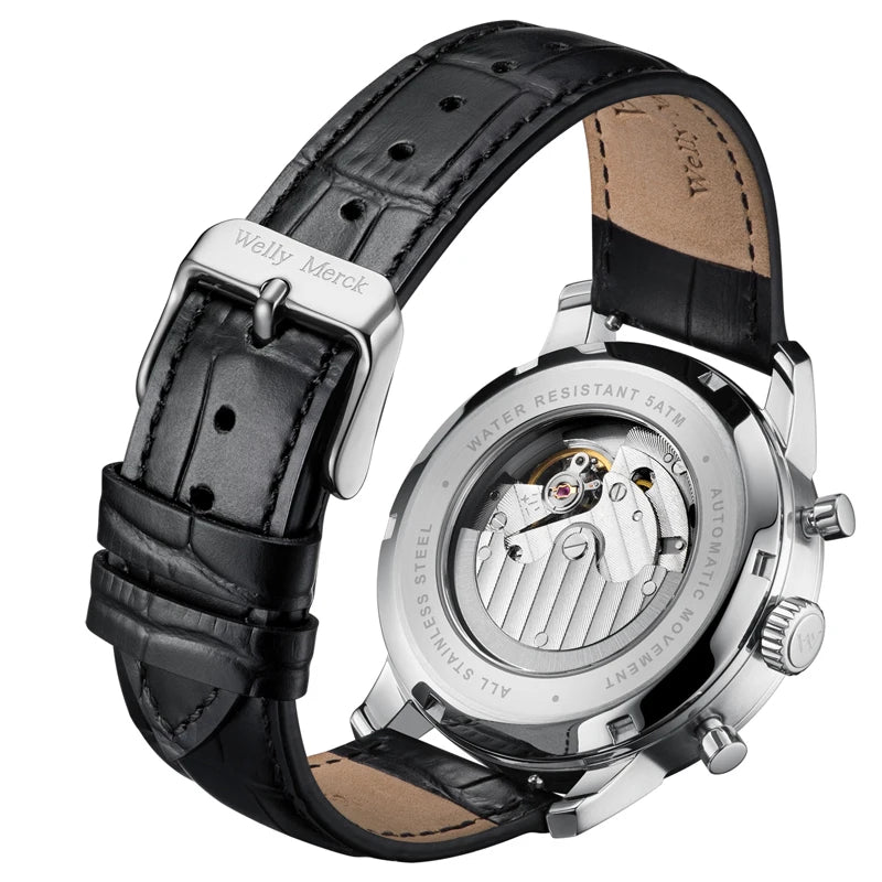 WM Watch Automatic Mechanical Watch Man Business Casual Watches Stainless Steel Sapphire Waterproof For Men Welly Merck 138M-WM - Sun Studio
