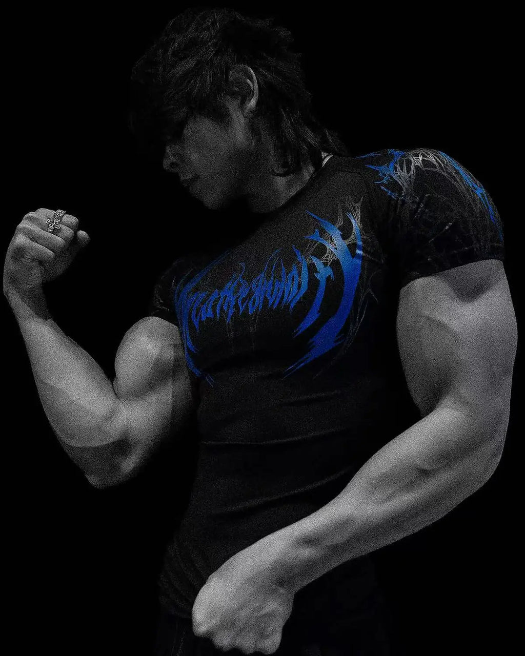 GYM T-shirt Men's Dark Gothic Print Muscle Tee  High Elasticity And Quick Drying Exercise For Bodybuilding Training 2026 Summer - Sun Studio