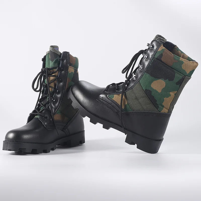 Tactical Boots Men Training Special High-Top Shoes Outdoor Shock-Absorbing Hard-Soled High-Waist Hiking Shoes - Sun Studio