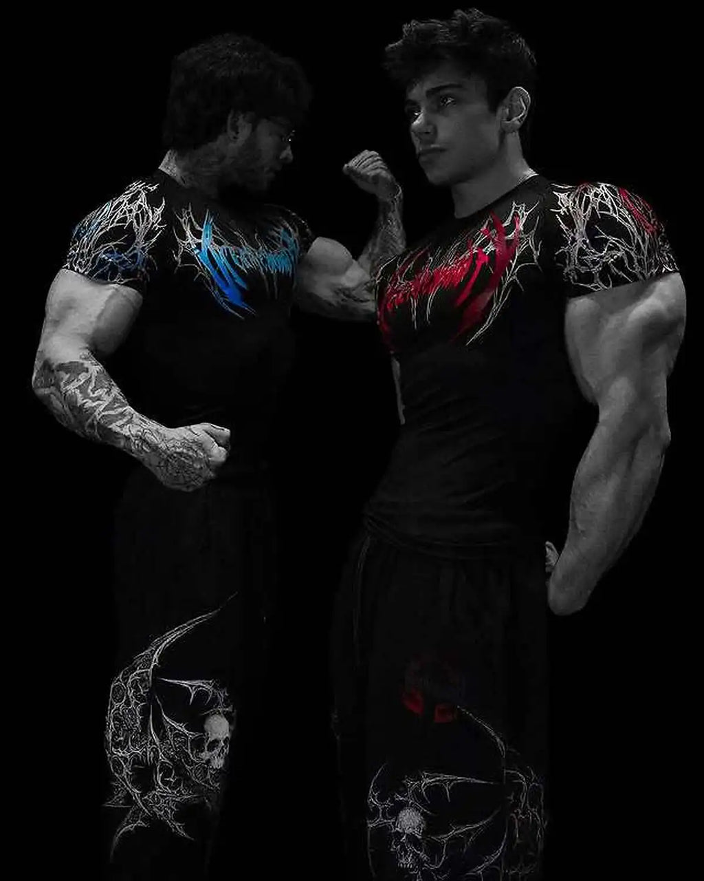 GYM T-shirt Men's Dark Gothic Print Muscle Tee  High Elasticity And Quick Drying Exercise For Bodybuilding Training 2026 Summer - Sun Studio