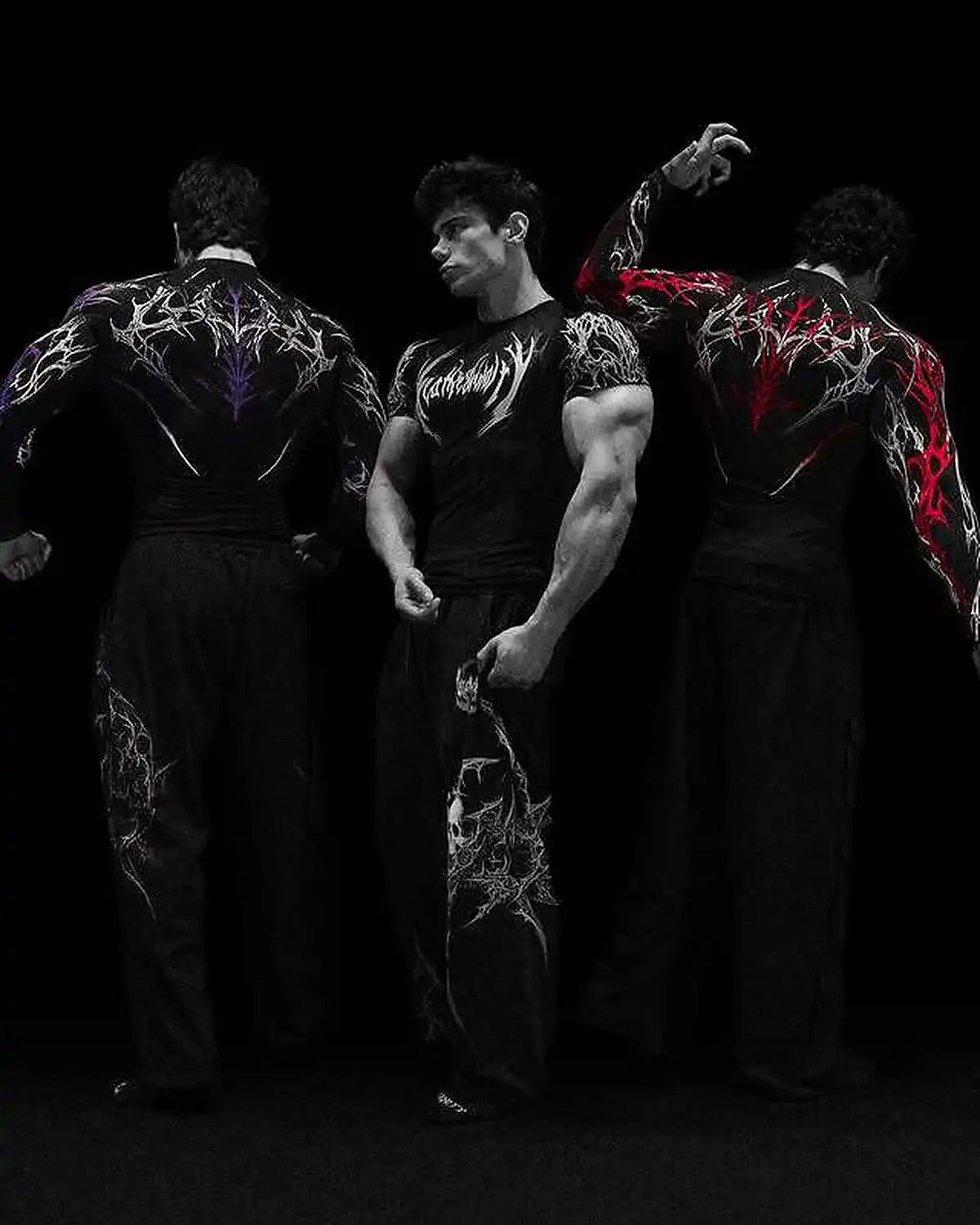 GYM T-shirt Men's Dark Gothic Print Muscle Tee  High Elasticity And Quick Drying Exercise For Bodybuilding Training 2026 Summer - Sun Studio