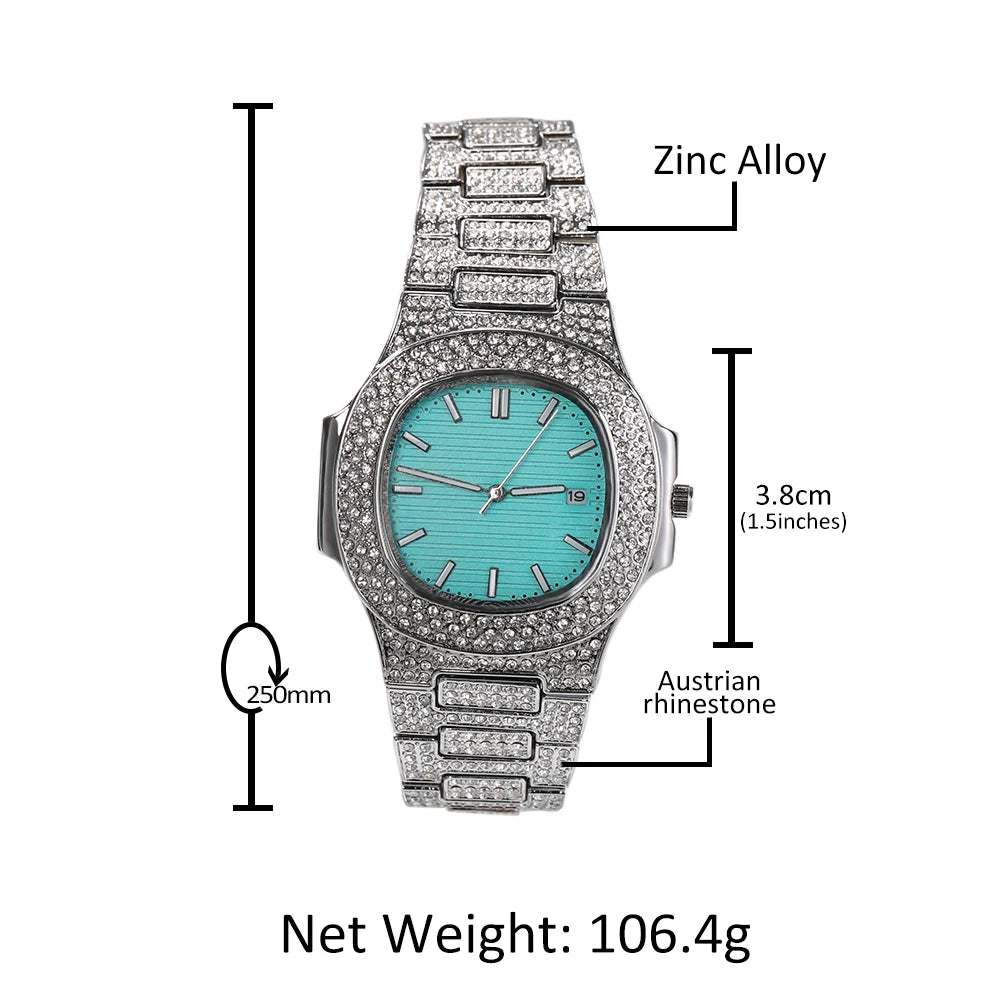 THE BLING KING Tiffani Blue Women Watch Elegant Stylish Drop Iced Babe Mini Quartz Watches Wrist Watches Arm Clock Party Jewelry - Sun Studio