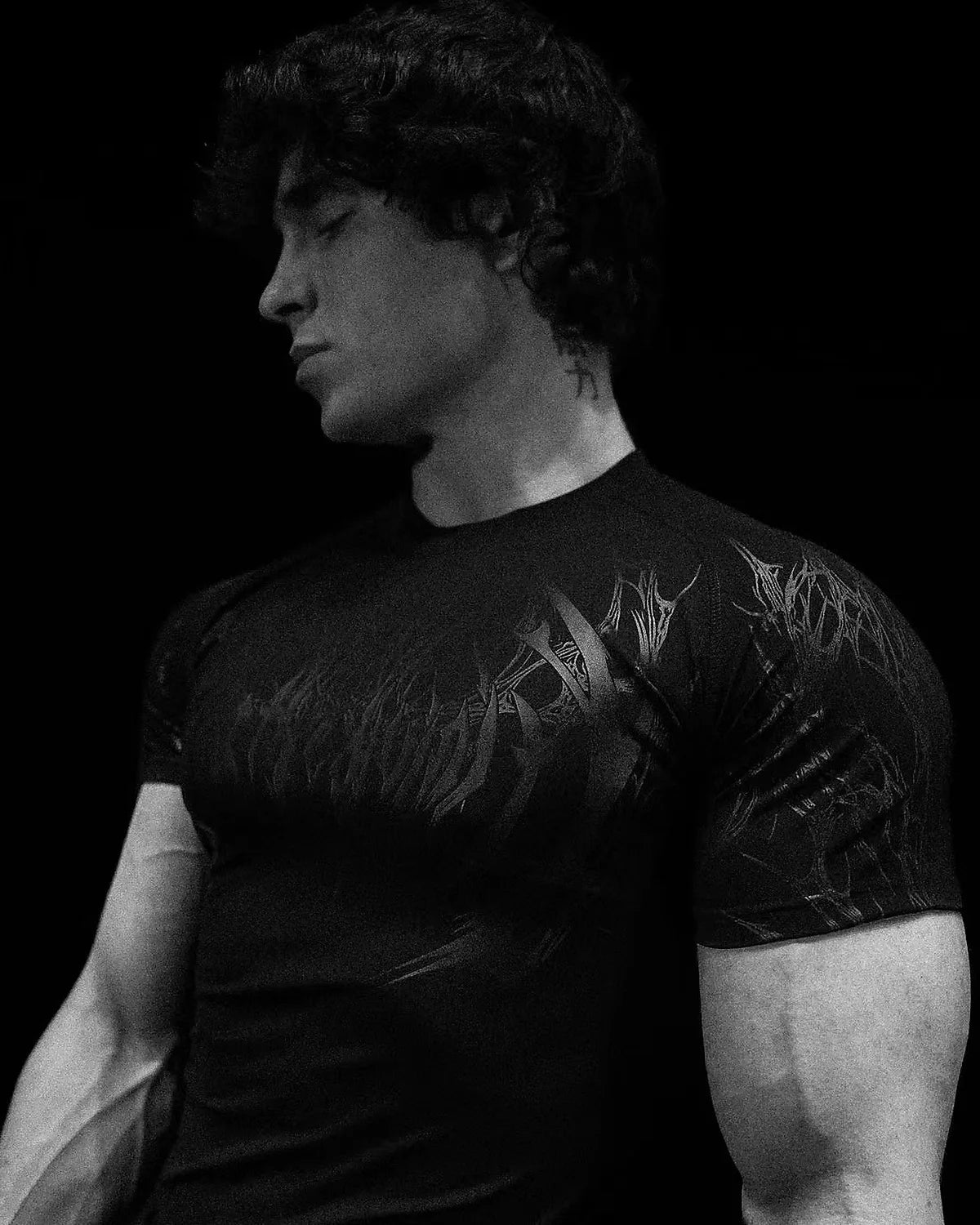 GYM T-shirt Men's Dark Gothic Print Muscle Tee  High Elasticity And Quick Drying Exercise For Bodybuilding Training 2026 Summer - Sun Studio