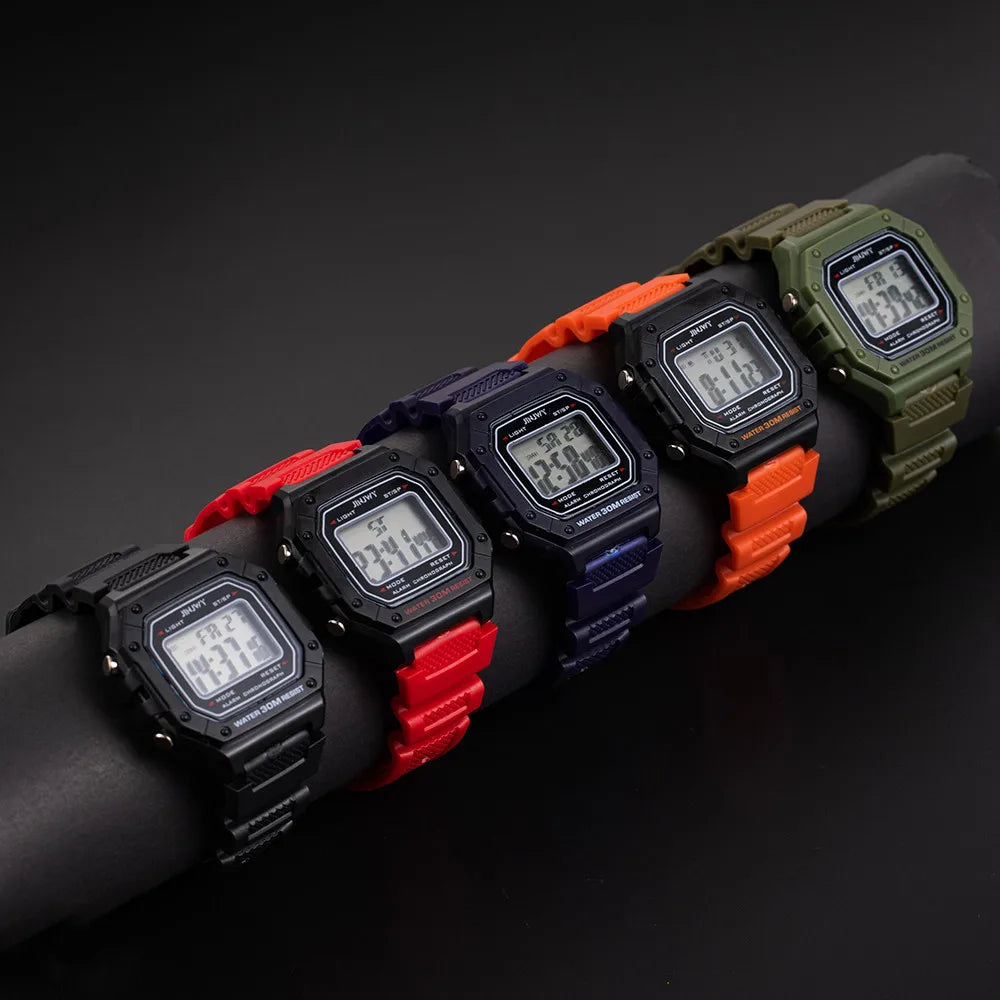 Fashion Men Digital Wristwatches Sport Army Green Mens Watches Luxury Led Electronic Clock Waterproof Square Dial Reloj Hombre - Sun Studio