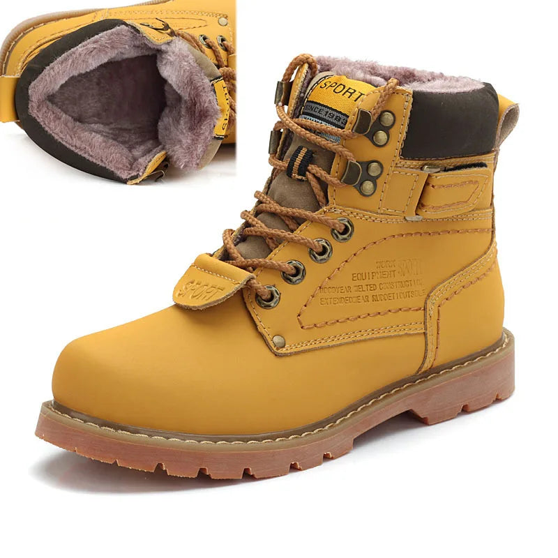 Genuine Leather Men's Winter Spring Ankle Treking Military Snow Yellow Tactical Boots Outdoor Footwear for Women Men Work Shoes