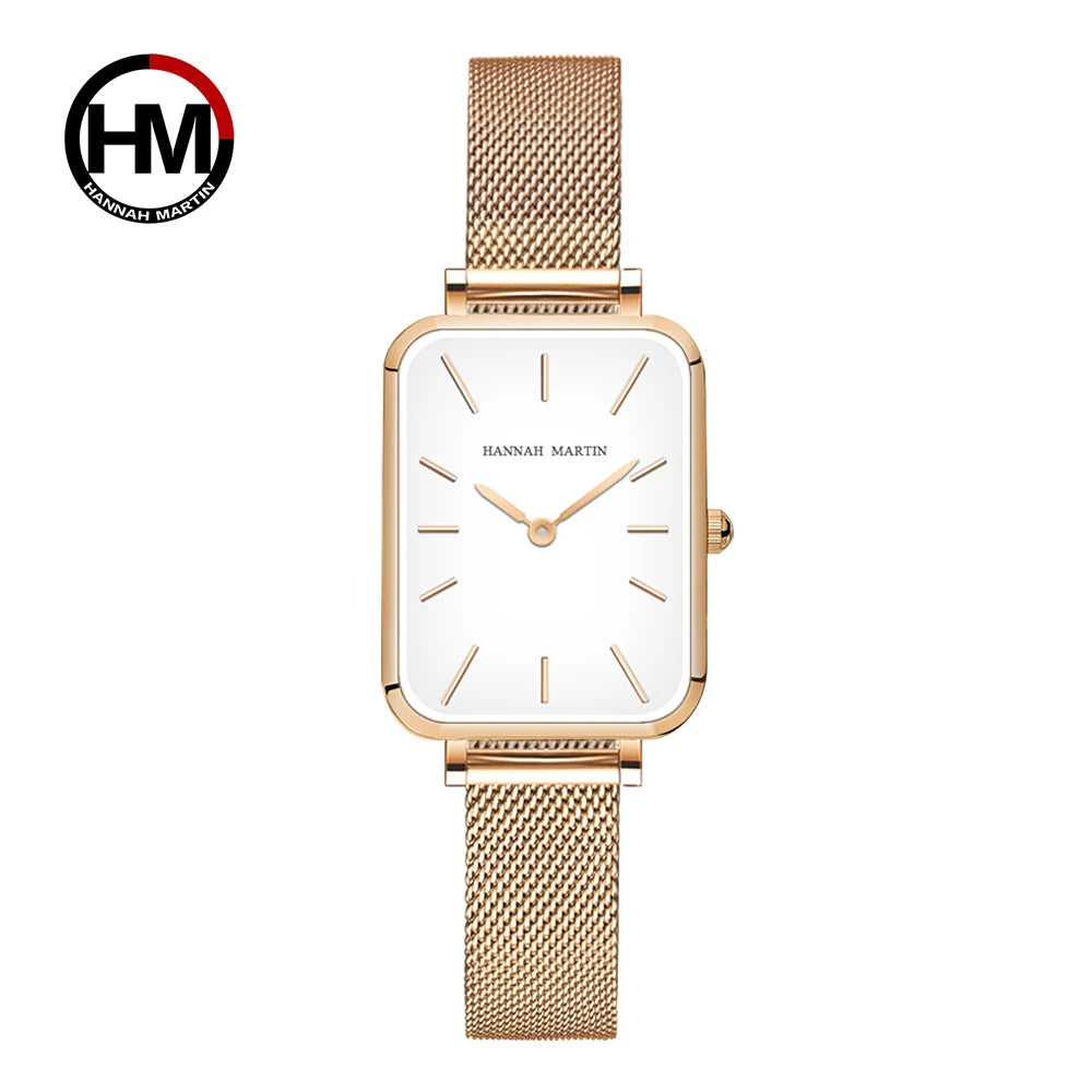 Rectangle Ultrathin Nordic Simple Style Japan Quartz Movement Fashion Stainless Steel Mesh Silvery Bracelet Belt Ladies Watches - Sun Studio