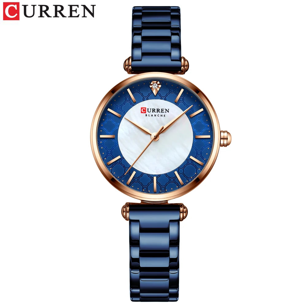 Watches Women CURREN Top Brand Fashion Thin Quartz Wristwatch with Charming Stainless Steel Bracelet часы женские наручные - Sun Studio