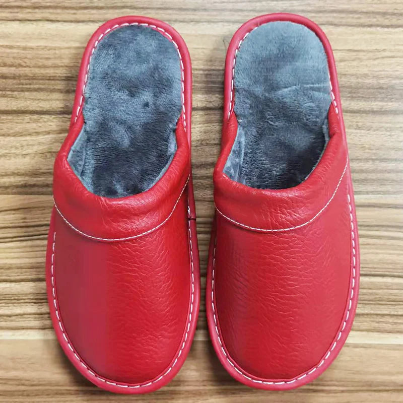 Classic PU Leather Slippers Male Indoor Unisex Shoes Men 2021 Fashion Man Leather Shoes Home Slippers Waterproof Man House Shoes - Sun Studio