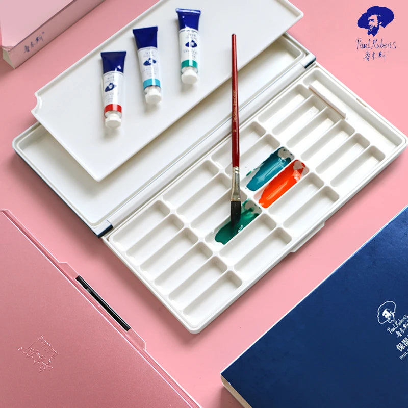 Paul Rubens 24 Grids Watercolor Moisturizing Palette Gouache Acrylic Paint Storage Fine Plastic Tray Box for Art Supplies - Sun Studio