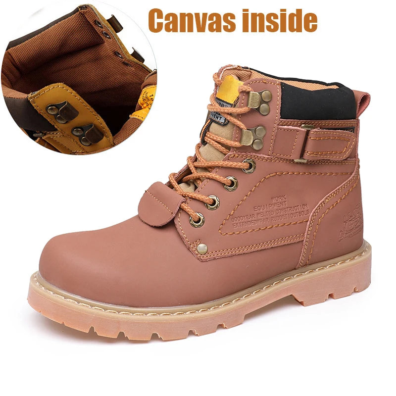 Genuine Leather Men's Winter Spring Ankle Treking Military Snow Yellow Tactical Boots Outdoor Footwear for Women Men Work Shoes