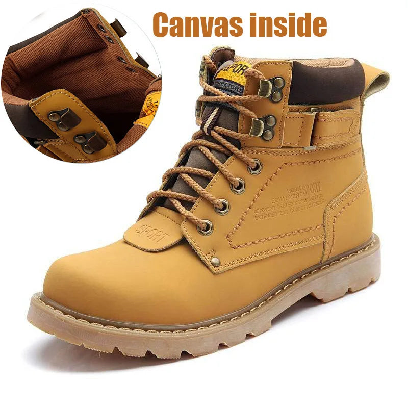Genuine Leather Men's Winter Spring Ankle Treking Military Snow Yellow Tactical Boots Outdoor Footwear for Women Men Work Shoes