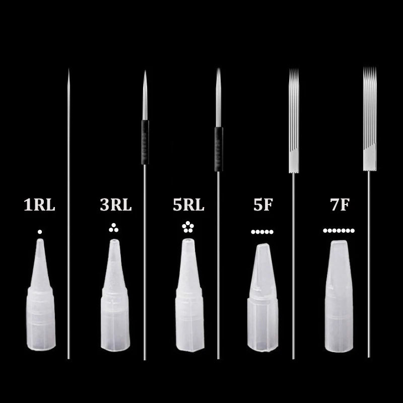 100p 1RL/3RL/5RL/5F/7F Individual Packed Eyebrow Tattoo Tip Permanent Makeup Machine Tattoo Needle Tip Tattoo Nozzle Needle Caps - Sun Studio