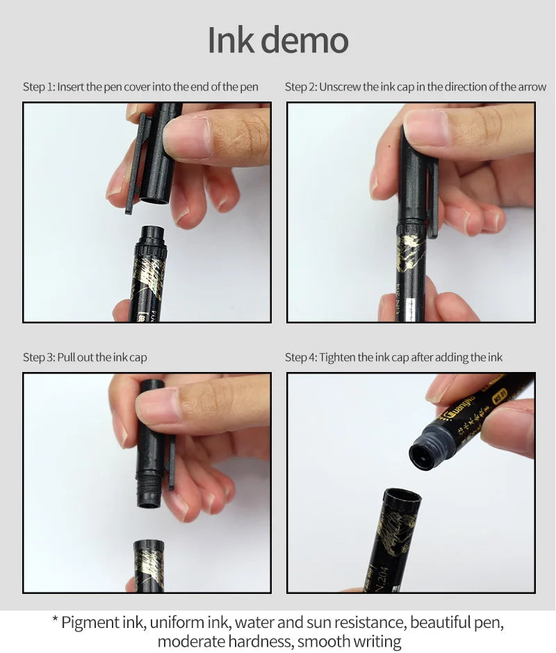 Guangna Calligraphy Pen Beautiful Pen Soft Head Addable Ink Brush/Medium/Fine/Extra-fine Practice Pen Wedding Signature Pen - Sun Studio