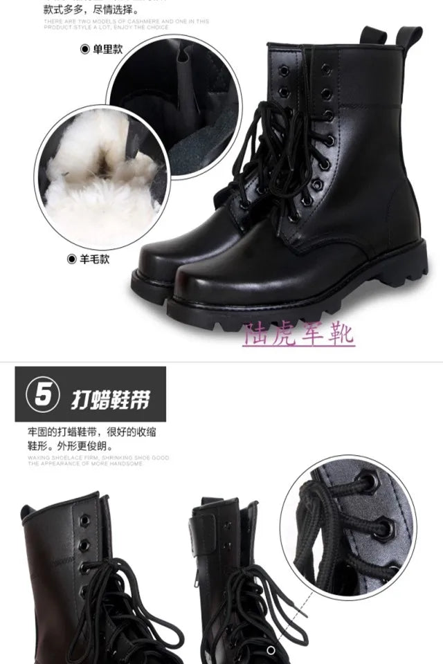 Steel Toe Men Boots Leather Safety Shoes for Men Spring Fashion Lace Up Black Ankle Platform Motorcycle Boots - Sun Studio