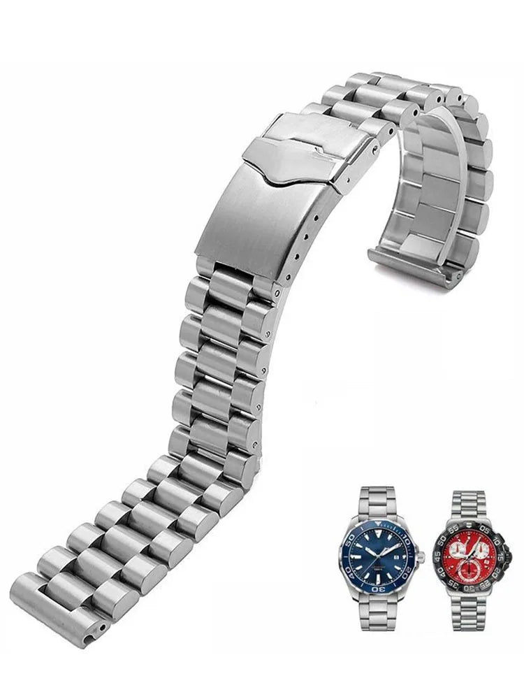 Watchband for TAG heuer watches High qualit Stainless steel male strap 20mm 22mm silver bracelet with folding buckle BAND - Sun Studio