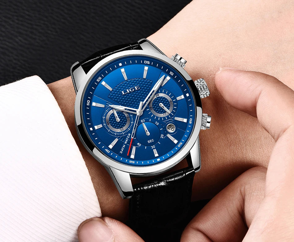 LIGE 2026 Watch Men Fashion Sports Quartz Clocks Mens Watches Top Brand Leather Military Waterproof Date Watch Relogio Masculino - Sun Studio