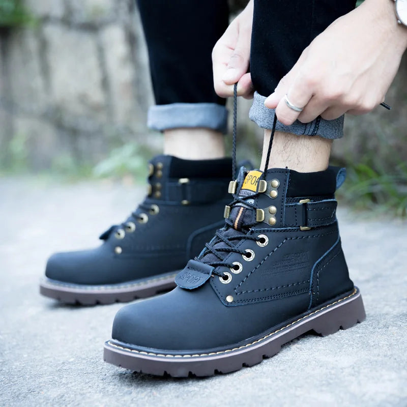 Genuine Leather Men's Winter Spring Ankle Treking Military Snow Yellow Tactical Boots Outdoor Footwear for Women Men Work Shoes