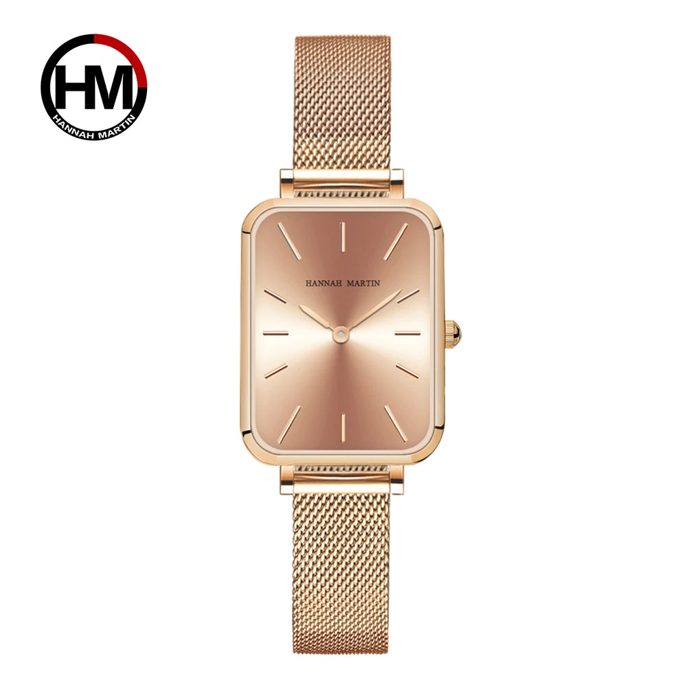 Rectangle Ultrathin Nordic Simple Style Japan Quartz Movement Fashion Stainless Steel Mesh Silvery Bracelet Belt Ladies Watches - Sun Studio