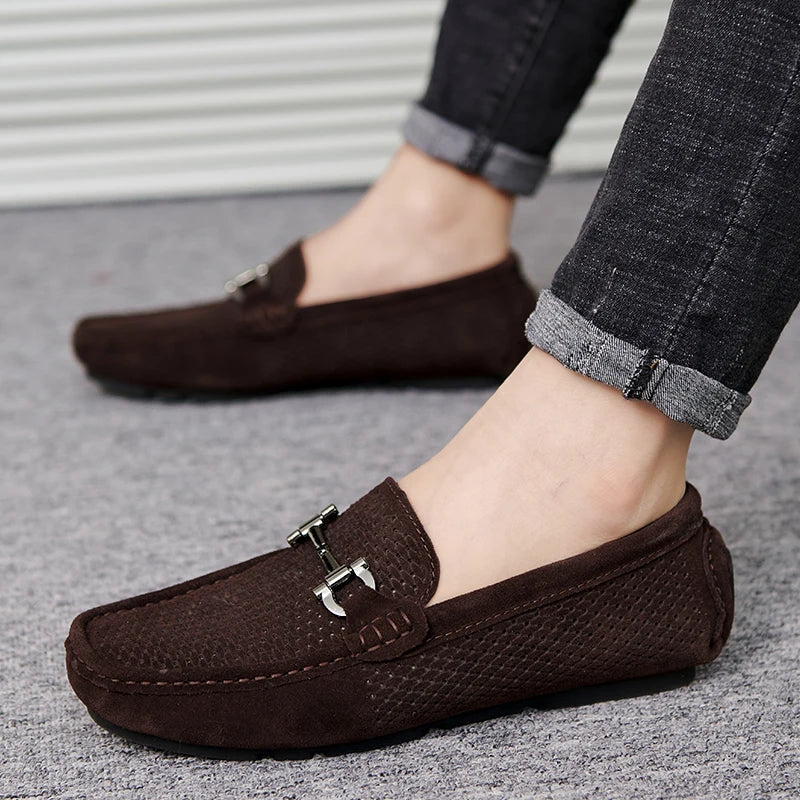 Size 38-45 Breathable Suede Leather Loafers Men Hot Sale Flat Men's Shoes Classic Driving Shoes Fashion Casual Summer Moccasins - Sun Studio