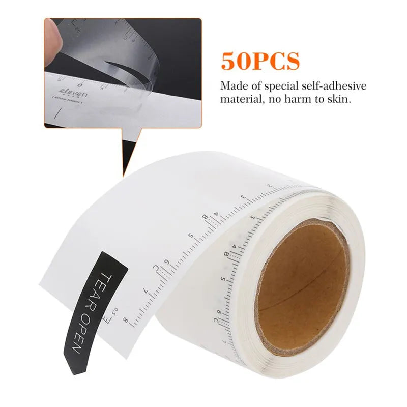 50PCS Disposable Eyebrow Ruler Sticker Adhesive Microblading Eyebrow Tattoo Brow Styling Mapping Guide Permanent Makeup Tool - Sun Studio