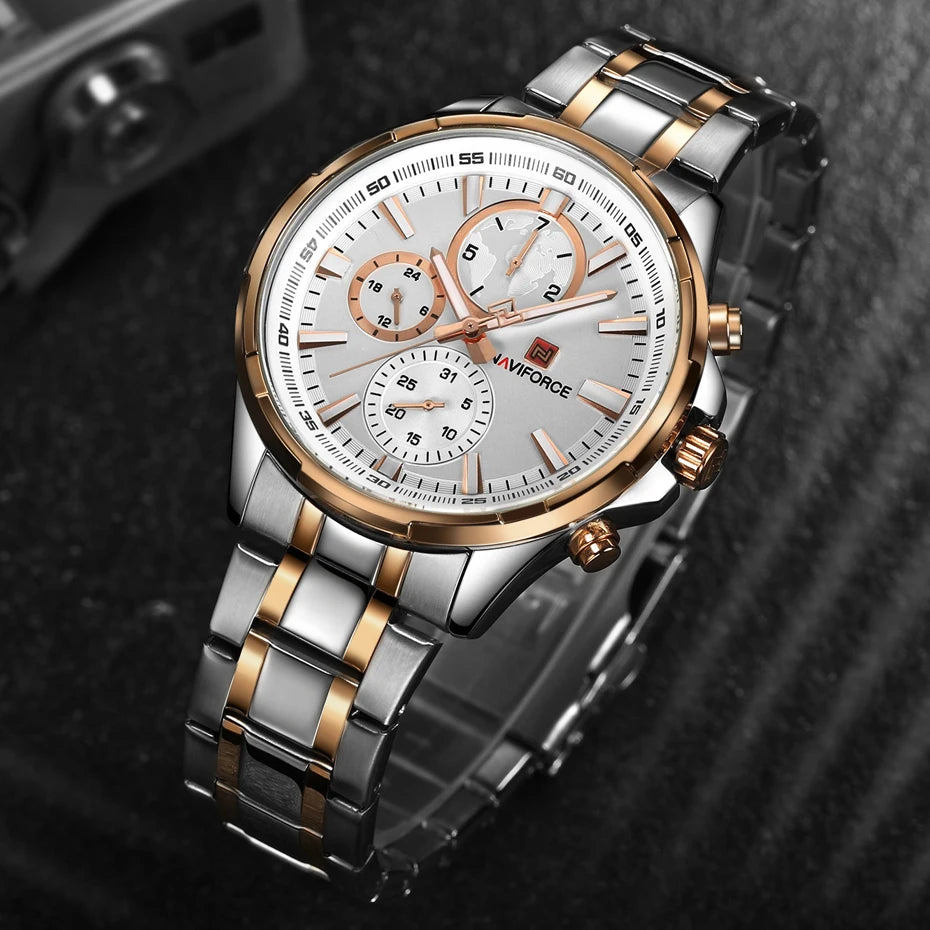 NAVIFORCE Classic Casual Business Male Watches Stainless Steel Waterproof Wristwatch Quartz Date Display Clock Relogio Masculino - Sun Studio