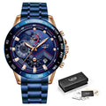 2025 New LIGE Fashion Mens Watches Stainless Steel Top Brand Luxury Sport Chronograph Quartz WithWatch For Men Relogio Masculino - Sun Studio