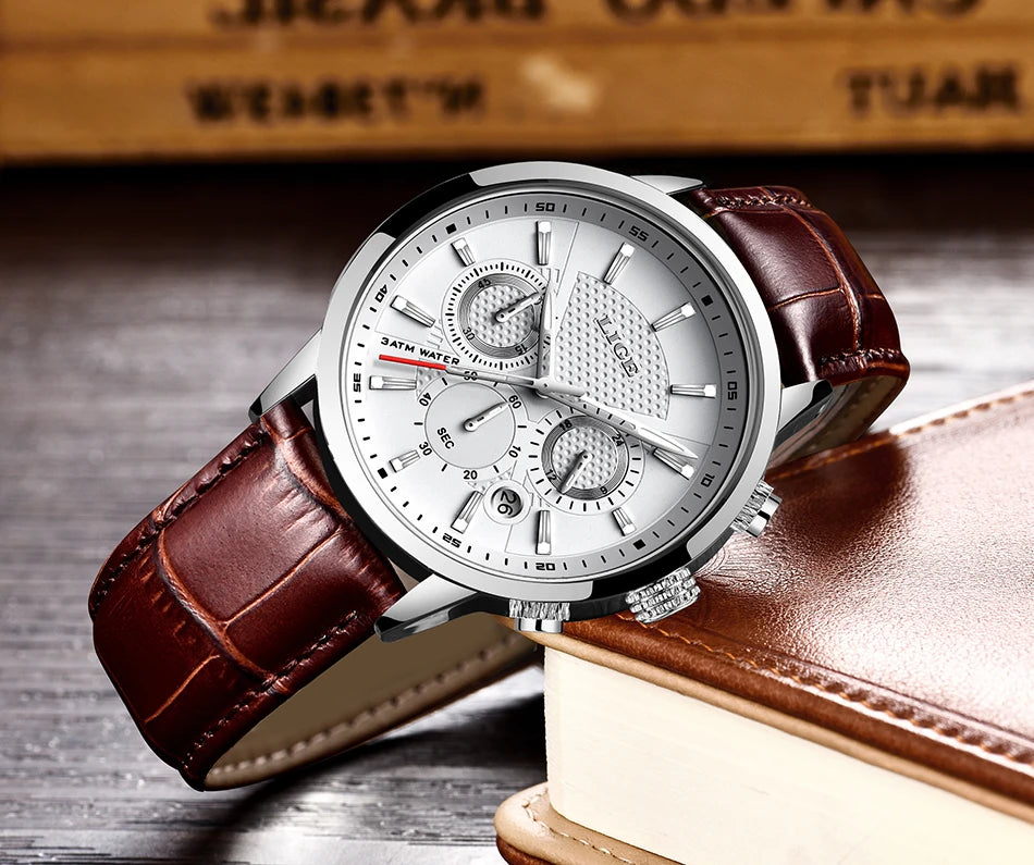 LIGE 2026 Watch Men Fashion Sports Quartz Clocks Mens Watches Top Brand Leather Military Waterproof Date Watch Relogio Masculino - Sun Studio