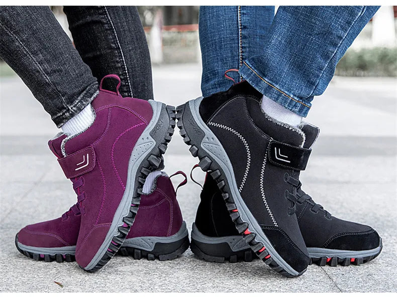 Brand Winter Men Suede Work Shoes Fur Warm Ankle Boots Outdoor Non-slip Men's Boots Men Waterproof Snow Boots Big Size 36-48 - Sun Studio