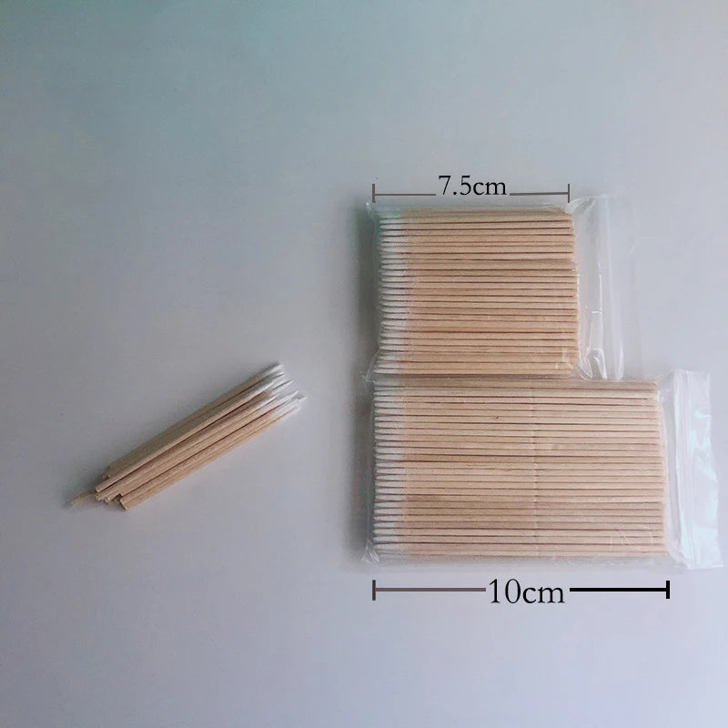 Microblading 100pcs Wooden Cotton Swab Cosmetics Permanent Makeup Health Ear Jewelry 7 CM Clean Sticks Buds Tip - Sun Studio