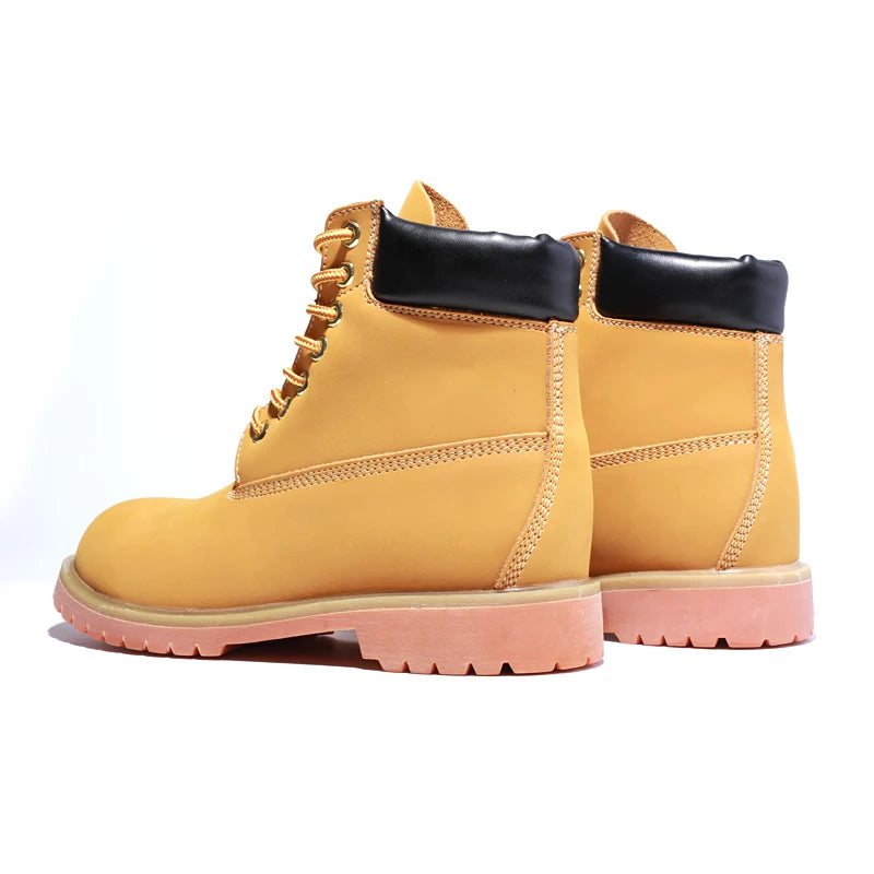 Genuine Leather Men's Winter Spring Ankle Treking Military Snow Yellow Tactical Boots Outdoor Footwear for Women Men Work Shoes
