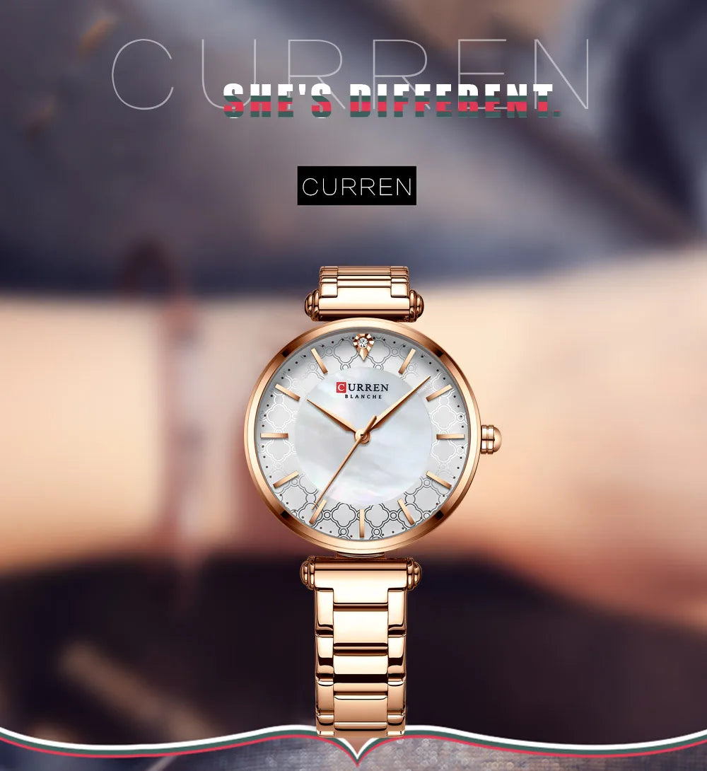 Watches Women CURREN Top Brand Fashion Thin Quartz Wristwatch with Charming Stainless Steel Bracelet часы женские наручные - Sun Studio