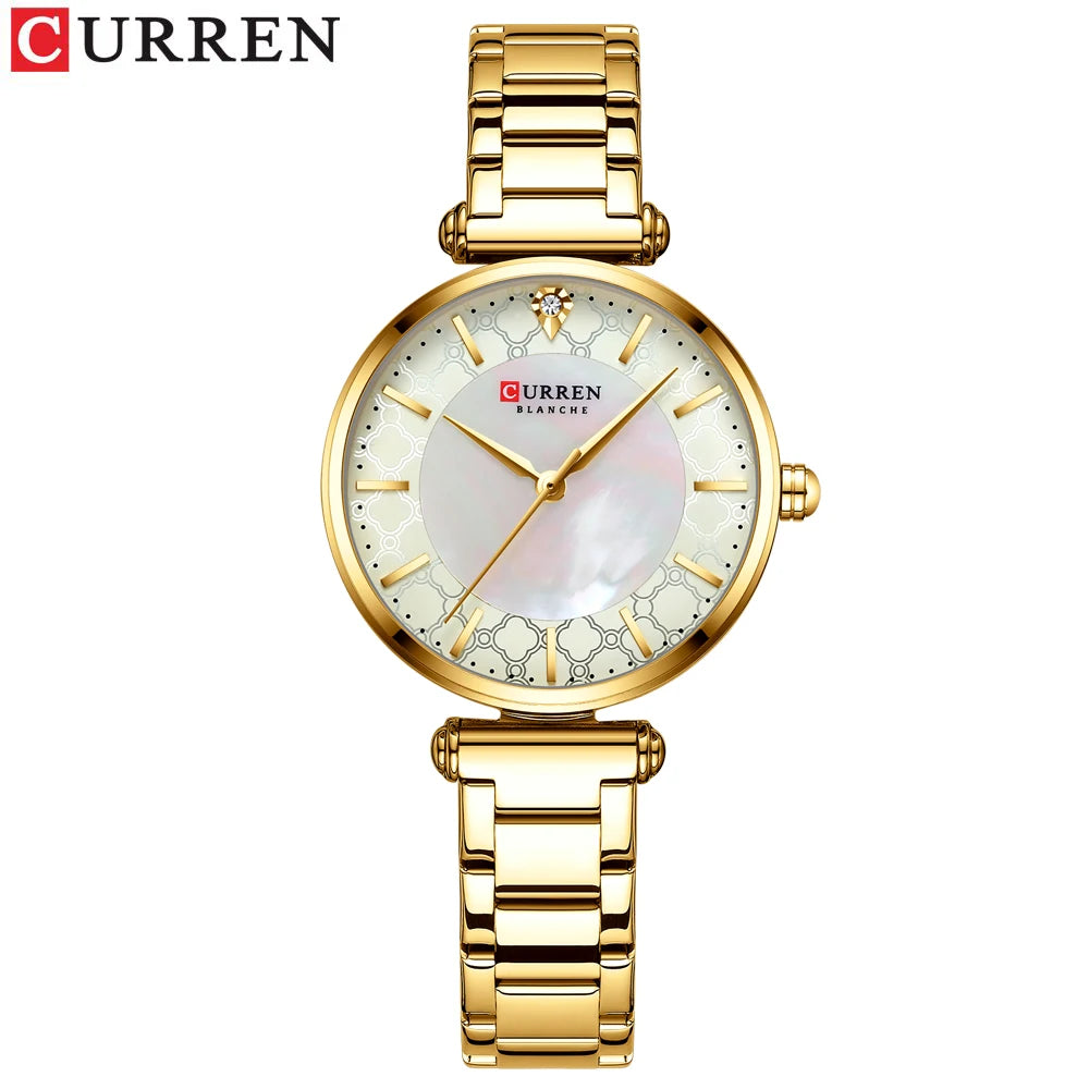 Watches Women CURREN Top Brand Fashion Thin Quartz Wristwatch with Charming Stainless Steel Bracelet часы женские наручные - Sun Studio