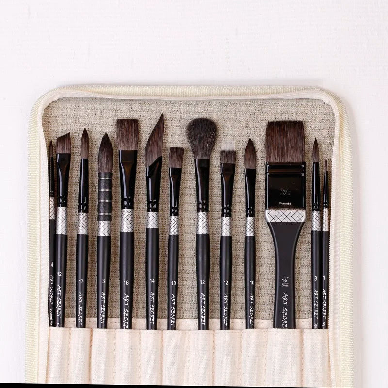 Artsecret New Arrival #940 Watercolor Painting Brush 13/Set Organic Blue Squirrel Horse Hair Fashion Wooden Handle Art Supplies - Sun Studio